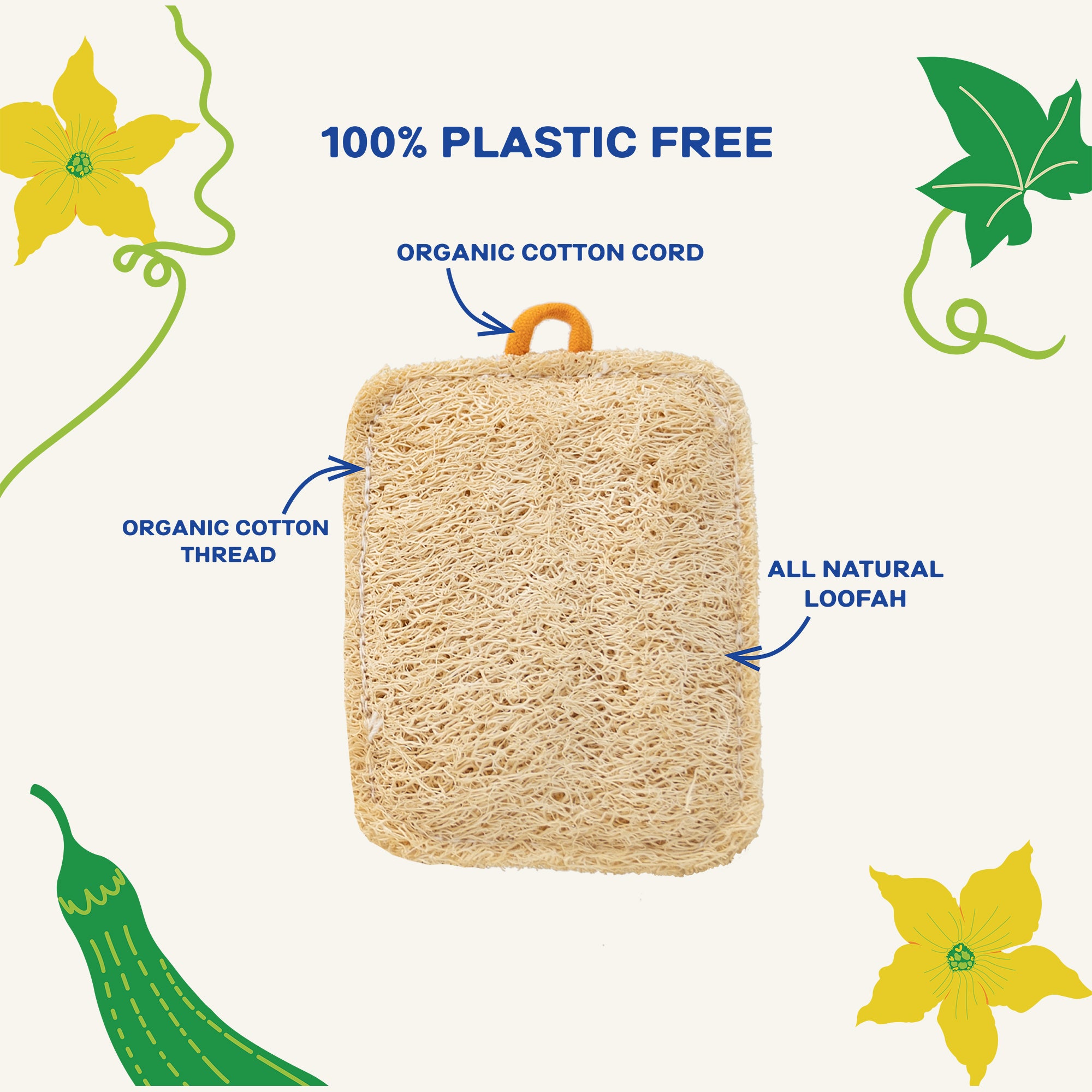 Loofah Fully Compostable Multi-colored Dish Sponge 4 Pack